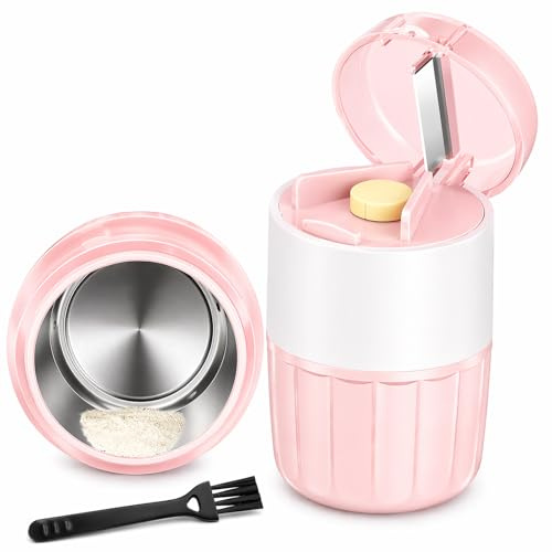Tablettenmörser 3-in-1, Tablettenzerkleinerer & Pillenteiler mit Edelstahl | Mahlkopf – zermahlt Tabletten zu feinem Pulver, BPA-frei, für Senioren & Haustiere, inkl. Reinigungsbürste