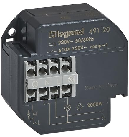 LEGRAND | Télérupteur Unipolaire 10A 230V, Silencieux À Encastrer, Compatible Avec Lampes Fluocompactes Et Ballasts Électroniques, Bornes Automatiques Pour Raccordement Facile