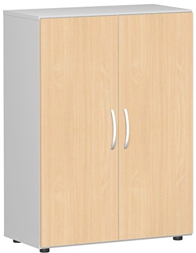 Gera Möbel Schranksystem Flex Flügeltürenschrank, Drehtürenschrank, Holzdekor, buche/lichtgrau, 80 x 42 x 110.4 cm