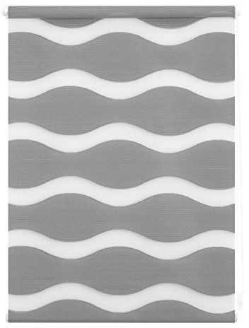 Lichtblick Doppelrollo Klemmfix ohne Bohren, Welle, Blickdicht, Klemmträger-Montage, Sichtschutz, Wandmongtage, Deckenmontage, für Fenster und Türen Grau,90 cm x 150 cm (B x L)