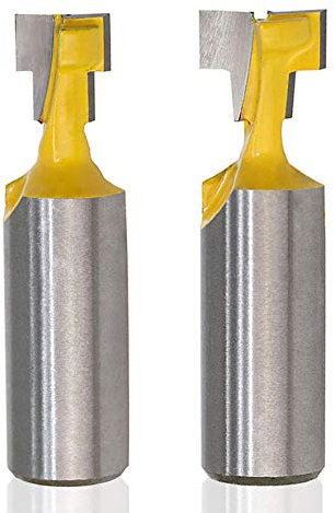 Saiper 1/2 Inch Shank T-Slot Router Bit Set (Alloy Steel, 2 Pcs, 3/8'' & 1/2'' Blade Diameter) - Keyhole, Grooving, Milling Cutter for Woodworking Power Tools
