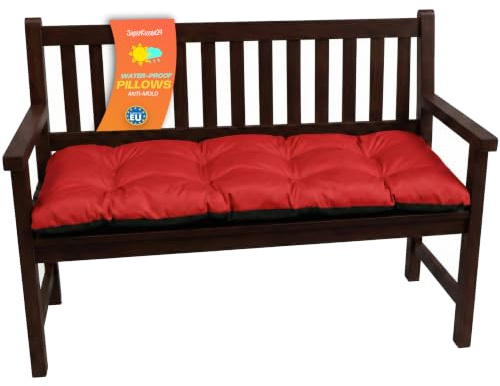 Bankkissen für Gartenbank & Hollywoodschaukel - Made in EU, Wasserdichtes & UV-beständig Gartenkissen - Bankauflage 2-Sitzer - Sitzkissen für Outdoor & Innenbereich - 100x50 cm - Rot