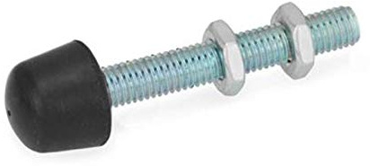 Andrückschraube mit Gummipuffer, Edelstahl, ballige Druckfläche, M8x43