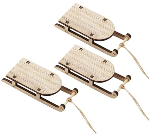 BESPORTBLE 3 Stück Mini Schlitten Miniatur Holz Mini Schlitten Kit Tischplatte Holz