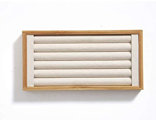 Coward Bamboo Ring Display Holder Jewelry Storage Tray Organizer Ring Stand For Home Desk or Shop Store Selling Show(beige)