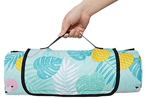150 x 200 Cm Wasserdichte Picknickdecke Dick Stranddecke Sanddicht Feuchtigkeitsbeständige Matte Mit Griff Gepolstert Tragbar Faltbar Waschbar Teppich Zum Camping Wandern Reise Garten (Flamingo)