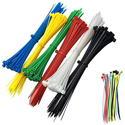 180 Stück Kabelbinder, Hohe Qualität Farb Nylon Kabelbinder - 300mm X 3.6mm, Gelb, Blau, Grün, Schwarz und weiß Sechs Farben Je 30 Stück