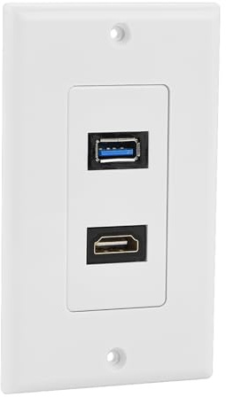 Plaque Murale HDMI et USB 3.0, Prise Audio vidéo du Panneau Mural multimédia intégré Deux-en-Un HDMI USB3.0