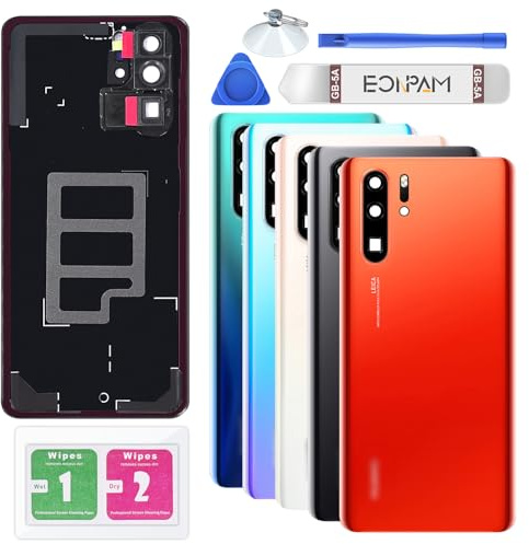 Eonpam Akkudeckel für Huawei P30 Pro VOG-L29/L09/L00/L04/L10 Amber | Backcover Original Qualität Rückseite Akkudeckel Rückseite Glas Back Glass Backcover Glas mit Kameraglas Reparatur Set.