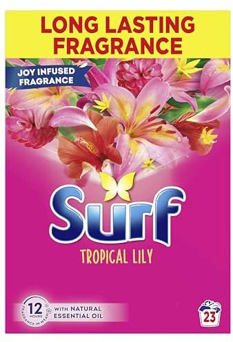 Surf Tropical Lily Washing Powder joy-infused fragrance with natural essential oil lasting up to 12 hours in wear for brilliantly clean laundry every time 23 washes 1.15 kg