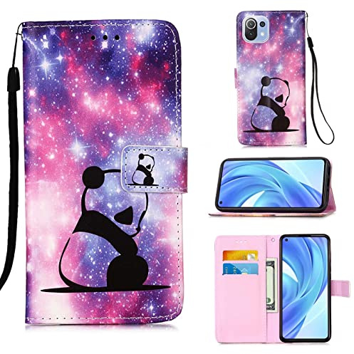 CRABOT Funda Xiaomi 11i/Poco F3 /Redmi K40/Redmi K40 Pro Carcasa Tarjeta Billetera Pintado Patrón Hebilla Magnética Cubierta Protectora+1pcs Protector de Pantalla -(Panda Baby)