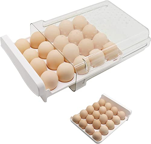 Deecam Hueveras para Frigorifico 20 Huevos, huevera neveras,Hueveras de Plastico, Tipo Cajón Porta Huevos, Caja Almacenamiento Huevos Utilizado en Cocinas, Refrigeradores y Panadería