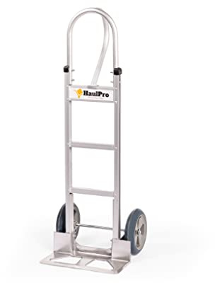 HaulPro Heavy Duty Hand Truck with Vertical Loop Handle - Aluminum Dolly Cart for Moving - 500 Pound Capacity - 10 Rubber Wheels - 52.25 H x 17.5 W with 17.75 x 9.5 Diecast Nose Plate