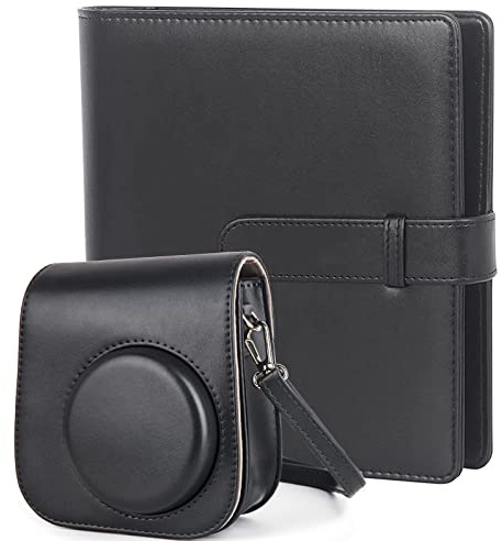 Crefotu 256 Pockets Mini Photo Album with Camera Case for Instax Mini 11 9 Camera (Black)