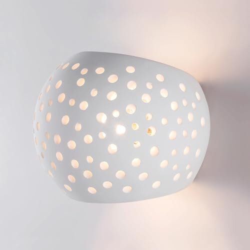 HARPER LIVING Indoor Wall Lights, Perforated Up/Down Ceramic Wall Lamp, 25 W G9 Bulb Cap LED Wall Lighting, Up and Down Wall Sconce for Living Room, Bedroom, Kitchen, Hallway, Hotel