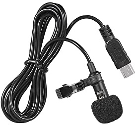Andoer 150 cm stereo professionell mini USB rundstrålande mikrofon mikrofon med klämma hals för GoPro Hero 3 3+ 4