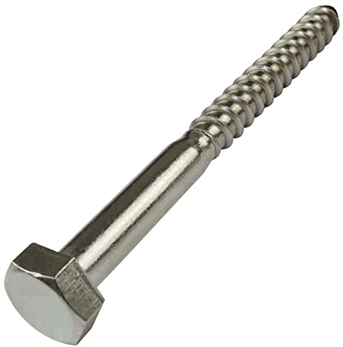 AERZETIX - C59122 - Lot de 10 Vis à bois tête hexagonale tirefond Ø8x90 mm autotaraudeuse - DIN 571 - en acier inoxydable A2