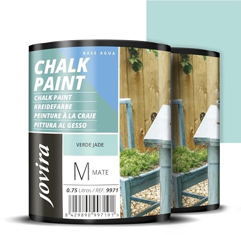JOVIRA PINTURAS Pintura Tiza - Chalk Paint al Agua Mate. Renueva tus muebles con creatividad. (2x750 Mililitros, Verde Jade) C-53-2
