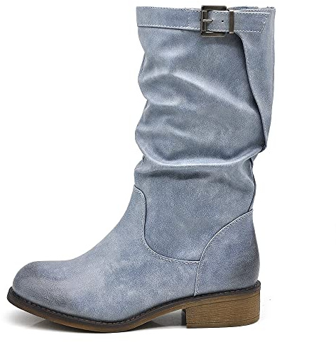 IF Fashion - Botas para mujer Biker Motociclista 991, If 991 Azul Vaqueros, 39 EU