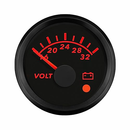 ELING Misuratore di tensione da 52 mm Misuratore di voltmetro da 24 V con retroilluminazione a 8 colori con allarme per navi per escavatori per carrelli elevatori