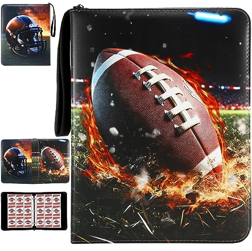 YDEPLVEO 900 Pocket Football Card Binder with Sleeves, Multicolor, 9 Pocket with 50 Removable Sleeves Zipper Book Folder Collector Album 3 Ring Binder Organizer Storage Kids Gift