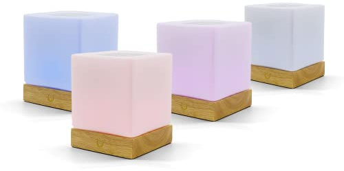 LuvLink Cube - Lampada dell'amicizia v2 con connessione WiFi estesa, configurazione Bluetooth, design in legno e vetro, 4 pezzi, colore: naturale