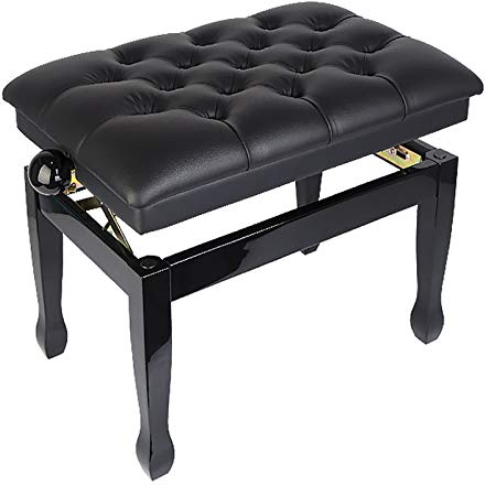 RWRAPS Klavierhocker, höhenverstellbare Klavierbank, luxuriöser, mit Leder gepolsterter Klavierhocker, bequemer Keyboardhocker, Tragfähigkeit bis zu 200 kg, Lange Lebensdauer (schwarz)