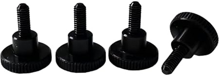 PrecisionGeek® – M4 x 10mm Aluminium Rändelschrauben 10 mm – Schwarz eloxiert – DIN 464 – Flachkopf mit Schultergriff – Set mit 4 Stück
