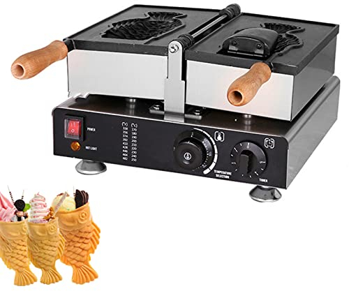 jam or ice cream waffle Maker, Nonstick Coating, Commercial-Use Taiyaki Fish Waffle Maker Iron, Electric Machine, Stainless Steel Maker