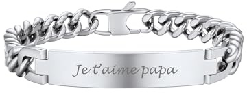 PROSTEEL Herren Armband Personalisiert Panzerkette Name Gravur Identarmband Armband Armkette 19/21/23 cm lang Edelstahl/18k vergoldet/schwarz Metall plattiert