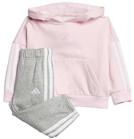 adidas Unisex bebé Essentials Hooded Jogger Track Suit, clear pink/white, 6-9 Months