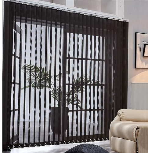 LRYELWA Schwarz Lamellenvorhang Raumverdunkelnd Vertikaljalousie Blickdicht Schiebevorhänge Lichtfilterung Lamellen Jalousien Fenster Rollo,mit Zubehör,Anpassbar,Breite x Höhe (140cm x 220cm)