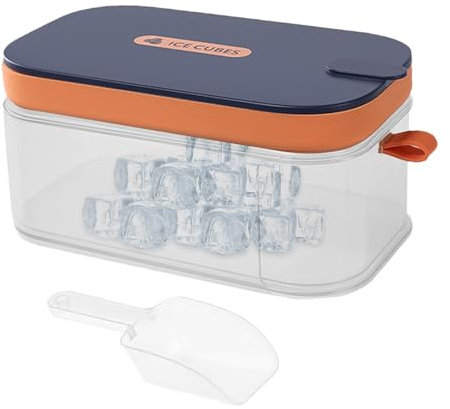 Tray, Trays and Trays, Tray with Lid - Large Silicone Freezer Ice Tray with 32 Compartments, Storage Container and Scoop Ice Mould for Cocktails, Beer, WHI and Ice Coffee