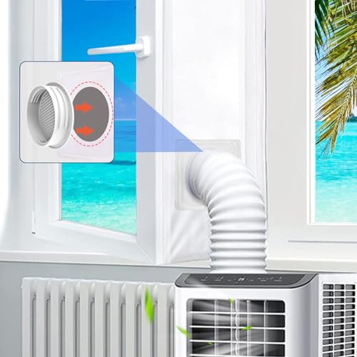 Kit de joint de fenêtre portable de 400 cm avec coupleur universel pour tuyau d'échappement de 13 cm/15 cm, kit de joint de fenêtre à battant pour climatiseur mobile, kit d'étanchéité complet et