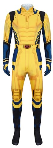 Funhoo Herren Gelb Kostüm Jumpsuit Overall 3D Druck Einteiler Halloween Party Cosplay Zentai Onesie Erwachsene Outfits (M)