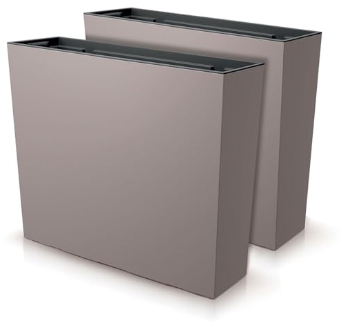 IMJ-Global - 2 Jardineras Exterior Grandes 58x18x49,8cm, Macetas Decorativas Interior Exterior 44 litros (Inserto de 12 litros) Jardinera Decorativas en Plástico Resistente a la Intemperie (Mocca)