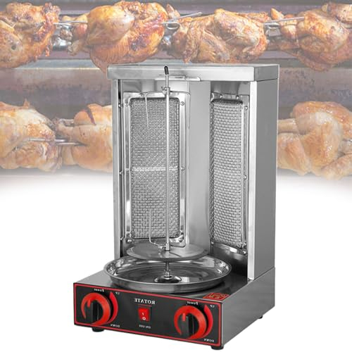 Beachtiful Grill Doner Kebab Machine Gyro Broilers Giratorio Hogar Vertical Asador con 2 o 3 Quemadores para Pollo Asado, Pavo Asado, Tacos, Asado,Dual