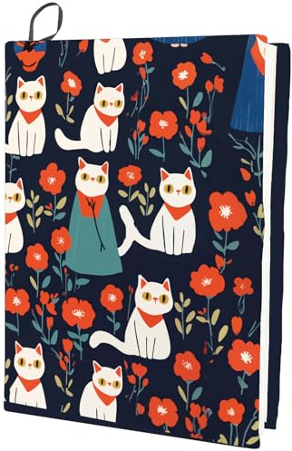 craspire Dehnbarer Buchumschlag Mit Katzenmotiv Rote Blume Waschbar Wiederverwendbar Großer Buchschutz Aus Nylon Elastische Notizbuchumschläge Geeignet Für 9 x 11 Zoll Hardcover Bücher Klassenzimmer