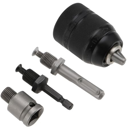 LT Easiyl 1 Set 1.5-13mm Keyless Drill Chuck 1/2 Wrench Adapter Replacement SDS Shank Metal Self Locking Chuck for Handheld Drill Black