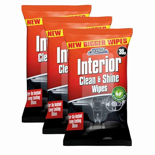 Car interior wipes large dashboard cleaning wipes clean and shine dash surface wipes remove dust and polish your car interior 3 packs of 30 wipes.