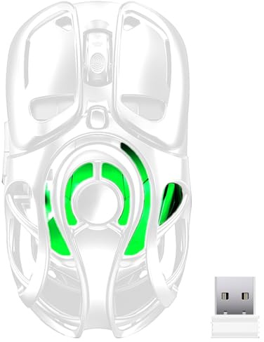 YPBDAN KM-2 Souris de jeu sans fil pour ordinateur portable avec coque en nid d'abeille transparente, trimode 2,4 G/Type-C/BT 5.2, 11 lumières RVB, 60 heures ergonomiques programmables pour ordinateur