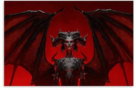 ZCHLATGDE Diablo 4 Lilith Art Poster Dekorative Malerei Leinwand Wandkunst Wohnzimmer Poster Schlafzimmer Malerei,Wandkunst Bilddruck Moderne Familienzimmer Dekor 20x30inch(50x75cm)