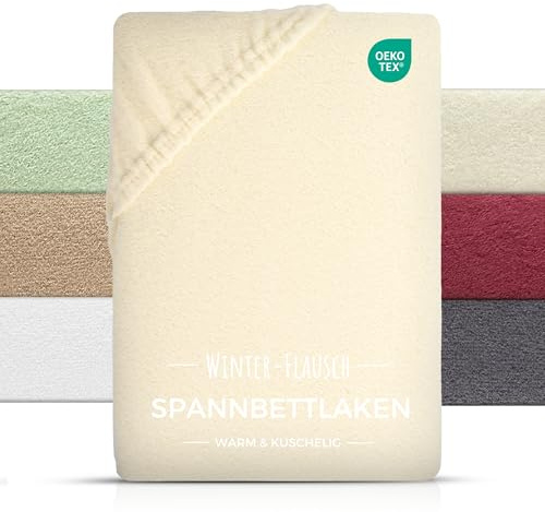 Carpe Sonno Plüsch Spannbettlaken 100x200cm - Warmes Fleece Bettlaken 100x200 Winter Spannbettlaken 100x200 Flauschig aus 80% Baumwolle - Oeko-TEX Teddy Spannbetttuch kuschelig - Natur Beige