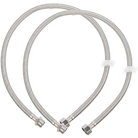 WHAMVOX Stainless Steel Washing Machine Hose Washer Hose Extension 1/2 Inch Thread Braided Anti-Burst for Laundry Use 2Pcs