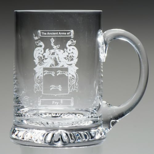 Custom Coat of Arms Crystal Pint Tankard| Personalised Family Crest Glass | Ideal for Birthdays Anniversaries, and Special Occasions