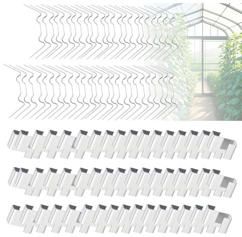 50P Greenhouse W Clips & 50P Greenhouse Glazing Z Clips,Stainless Steel Greenhouses Window Clip Glass-Pane Fixings Clip for Holding Glass,W Wire Clamps and Z Overlap Clamp for Fitting Glasspanes