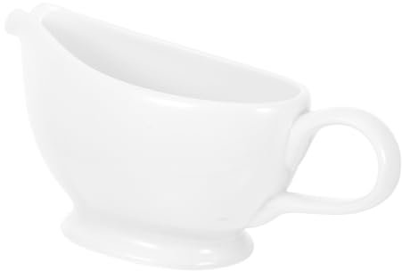 ULTECHNOVO Salsiera in Bianca Per Salsa Piccola Con Liscio Contenitore in Porcellana Per Insalata Latte Servizio Per Tavola Piattino Incluso Per Tè