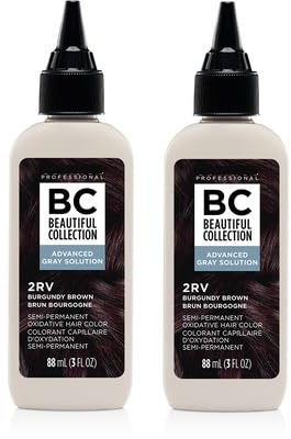 Beautiful Collection Semi-Permanent Hair Color, 3oz (2RV Burgundy Brown, 2pack)