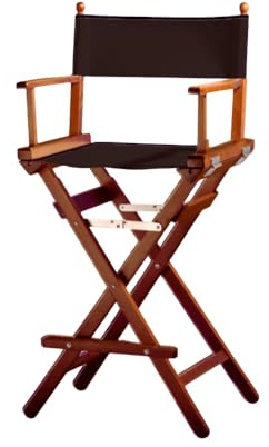 Sedia Regista Sgabello Pieghevole Leggera Portatile Director Make Up Hotel Ristorante Casa Veranda Bar Trucco Legno Di Faggio Tessuto Alta Truccatrice Richiudibile (Fusto mogano - Tela marrone)