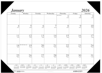 House of Doolittle 2026 Economy 22 x 17 Monthly Desk Pad Calendar, Black/White (12402-26)